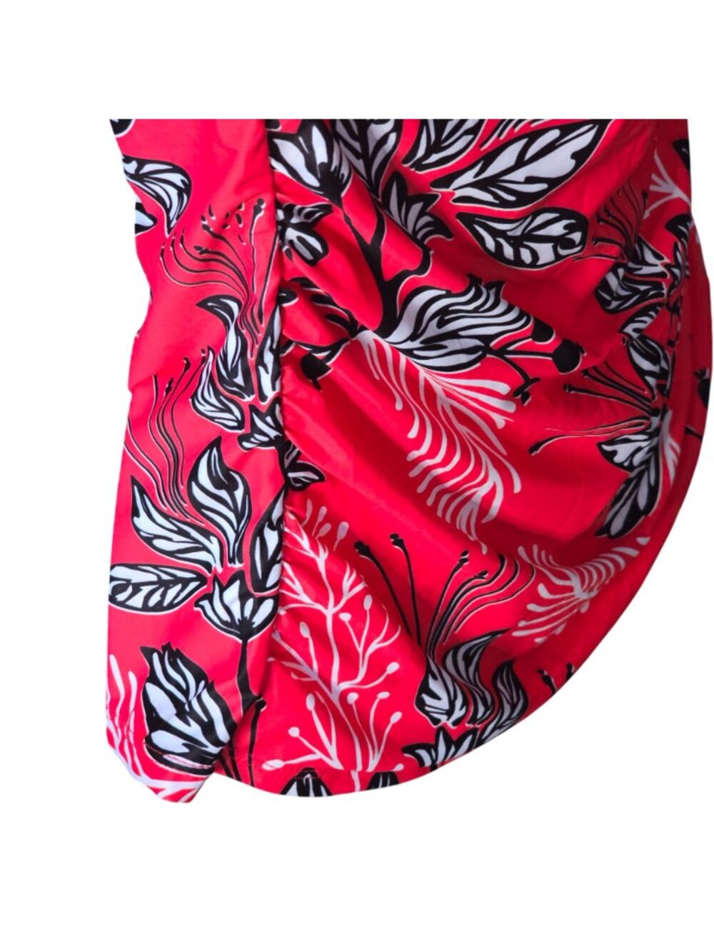 Floral Halter Tankini Top M Pink Black Ruched Lined Adjustable Coral Colored - Picture 3 of 8